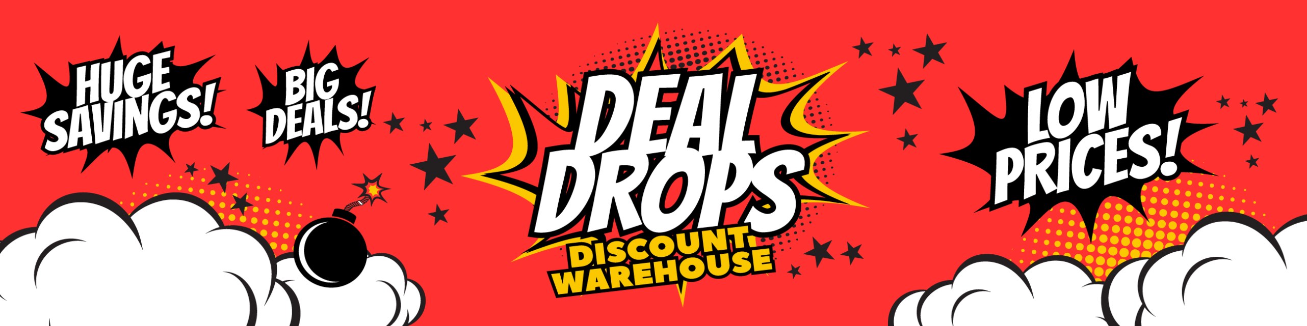 DealDrops Discount Warehouse — huge savings, big deals, low prices